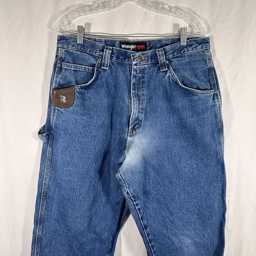 Wrangler Riggs Jeans Men's 36x34 Medium Wash Blue Denim Workwear 100% Cotton